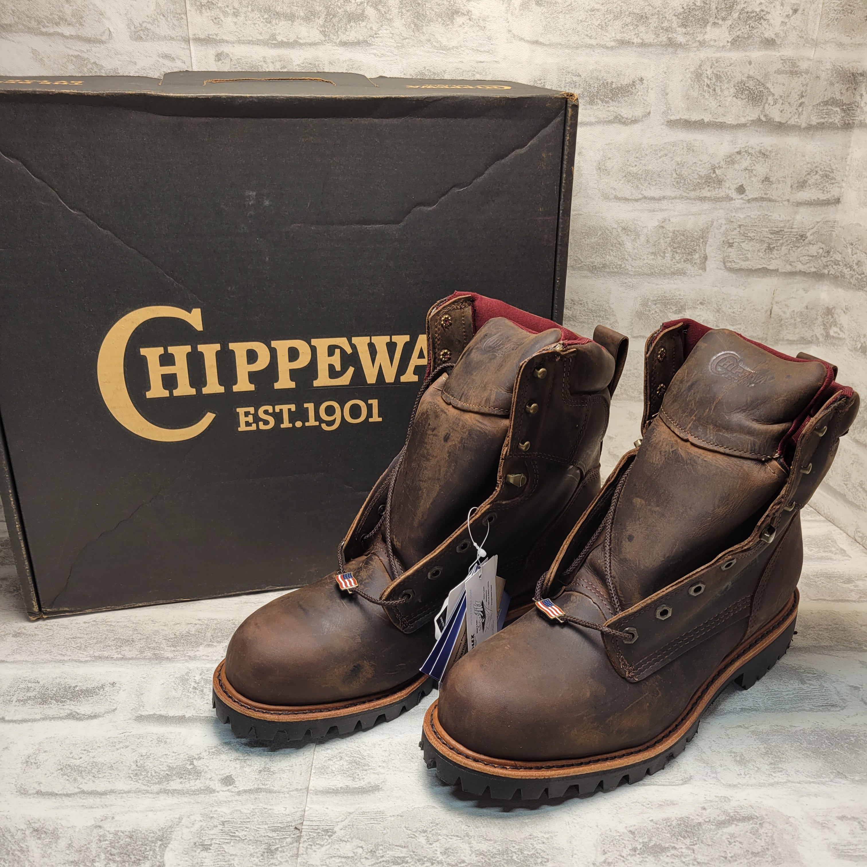 Chippewa Men's 8" Waterproof Insulated Steel Toe Work Boot, Brown 10E *READ* (7877177508078)